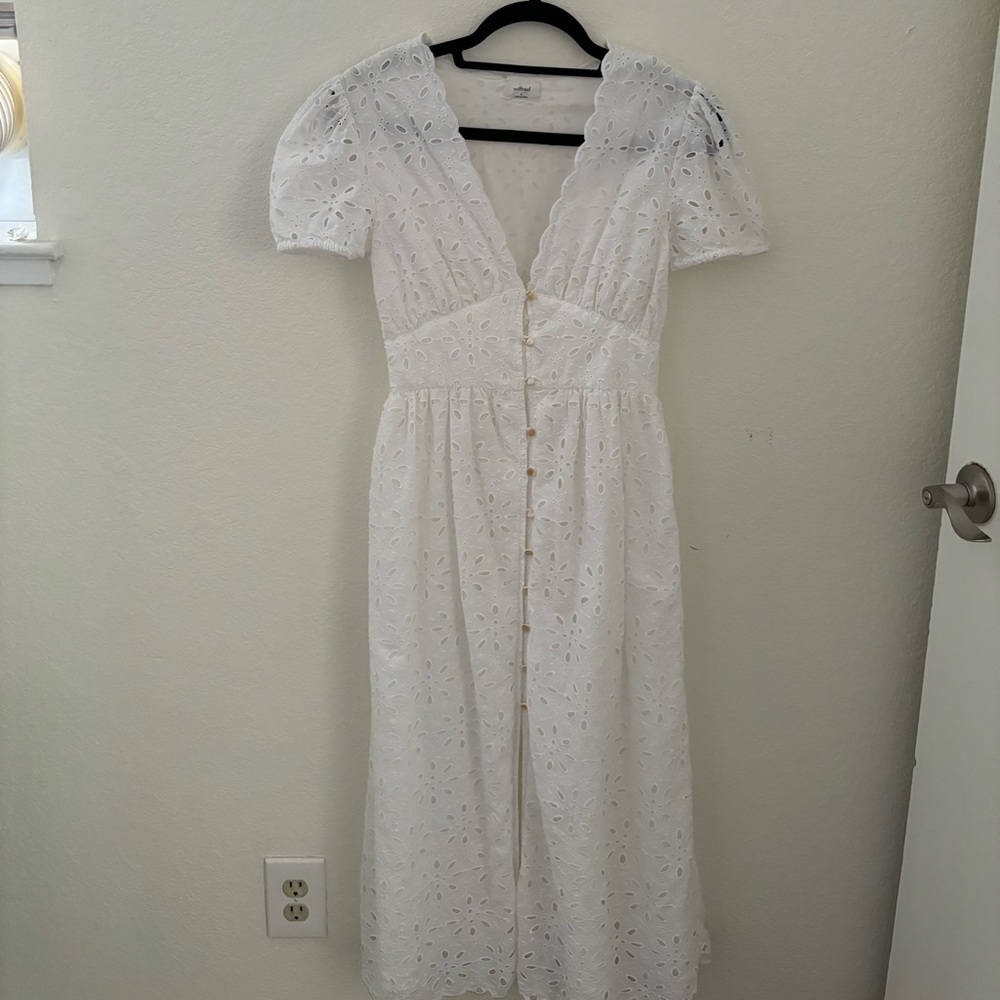 Aritizia Wilfred White Eyelet Dress